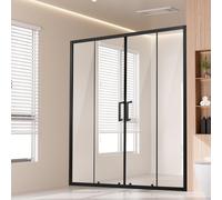 Porta scorrevole doppia semi-senza telaio per cabina doccia - 1469-1499x1778mm - Nero - Soluzione bagno moderna