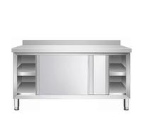 Porta Scorrevole in Acciaio Inox Tavolo da Lavoro H80cm Con Binario a 1 Corpo E Schienale Tavolos da Cucina in Acciaio Inox Saldatura Complessiva Con Ripiano Interno per Scaffale di Stoccaggio