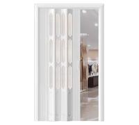 Porta scorrevole in PVC con finestra e maniglia in acrilico satinato, porta pieghevole a fisarmonica personalizzabile per la divisione della cucina e della lavanderia