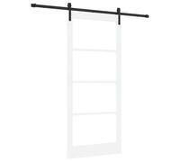 Porta scorrevole ORKDAL Bianco e Nero 93 x 211 cm Legno Legno Pino e Vetro Interno con Binario Scorrimento e Rullo per Soggiorno Camera da Letto Cucina e Divisione Flessibile