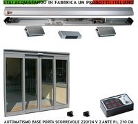 PORTA SCORREVOLE VETRO SCRIGNO PASS 210 CM KIT AUTOMAZIONE 220/24V 2 PINZE RADAR