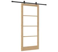 Porta Scorrevole vidaXL con Maniglie 'ORKDAL'Legno Massello & Vetro