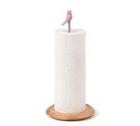 Porta Scottex da Cucina Carino | Portarotolo Rosa con Uccellino e Base in Legno | Porta Rotolo da Tavolo per Cucina & Cameretta