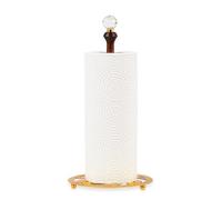 Porta Scottex da Cucina di Lusso | Portarotolo Dorato con Pomello in Cristallo e Palo in Legno | Porta Rotolo da Tavolo, Idea Regalo