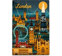 Porta Segno Viaggio Nel Regno Unito A Londra Metallo Poster Retrò Targhe Metallo Per Garage Ristorante Decorazione Da Parete,30X40cm