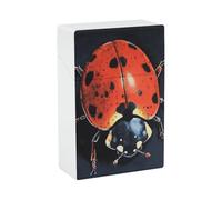 Porta sigarette a forma di coccinella disegnata a mano, portatile e impermeabile, in plastica, di dimensioni normali, tascabile, con apertura a ribalta, per uomo e donna.