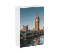 Porta sigarette Big Ben e Parlamento sul lungofiume per uomo e donna, astuccio per sigarette personalizzato, accessori per fumatori, scatola di plastica con chiusura a scatto