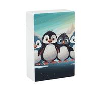 Porta sigarette con cinque simpatici pinguini, anti-schiacciamento, impermeabile, con tasca leggera per riporre le sigarette, ideale come regalo per uomini e donne.