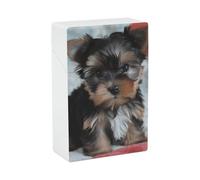 Porta sigarette impermeabile per uomo e donna, in plastica, con design a cucciolo di Yorkshire Terrier, per 20 sigarette, formato 85 mm, portatile, con coperchio a ribalta per fumatori.