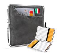 Porta Sigarette in Metallo e Similpelle per 20 Sigarette - Portasigarette Slim Tascabile - Custodia Rigida Antiurto e Antiumidità - Design Elegante Vintage - Idea Regalo Uomo e Donna