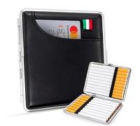 Porta Sigarette in Metallo e Similpelle per 20 Sigarette - Portasigarette Slim Tascabile - Custodia Rigida Antiurto e Antiumidità - Design Elegante Vintage - Idea Regalo Uomo e Donna