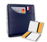 Porta Sigarette in Metallo e Similpelle per 20 Sigarette - Portasigarette Slim Tascabile - Custodia Rigida Antiurto e Antiumidità - Design Elegante Vintage - Idea Regalo Uomo e Donna