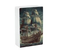 Porta sigarette Nautico Vintage Nave a Vela Pirata in Plastica Rigida con Coperchio A Flip Slim Tascabile Porta sigarette per 18-20 Sigarette King Size Custodia per Sigarette Anti-Schiacciamento Acces