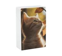 Porta sigarette portatile impermeabile, scatola per sigarette in plastica di dimensioni normali, porta sigarette tascabile con gatto sotto le foglie, custodia apribile per uomo e donna