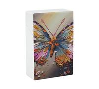 Porta sigarette - Scatola per sigarette con farfalle colorate ricamate, resistente agli urti e impermeabile, porta sigarette in plastica rigida, elegante porta accendino, regalo per uomo/donna