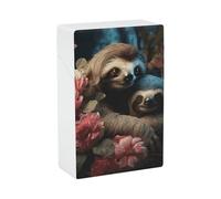 Porta sigarette - Un bradipo e un cucciolo di bradipo. Scatola per sigarette in plastica rigida antiurto e impermeabile. Elegante porta sigarette con accendino. Regalo per uomo/donna.