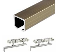 Porta Singola Scorrevole Kit Hardware Per Porta Scorrevole 'armadio Per 2 Porte Bypass, Binario Per Porta Scorrevole Regolabile Con 8 Ruote In Acciaio Inossidabile(Gold,3.8m/149.6in)