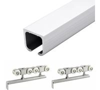 Porta Singola Scorrevole Kit Hardware Per Porta Scorrevole 'armadio Per 2 Porte Bypass, Binario Per Porta Scorrevole Regolabile Con 8 Ruote In Acciaio Inossidabile(Silver,2.8m/110.2in)