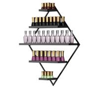 Porta smalti a forma di diamante, multi-strato per cosmetici per profumi e oli essenziali, soluzione di bellezza da parete, elegante design nero