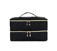 Porta Smalti Organizer Borsa portaoggetti portatile for smalto, borsa multifunzionale for manicure a doppio strato, borsa for trucco pieghevole, 30/40 griglie(Black 40 Grids)