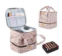 Porta Smalti Organizer Borse Per Unghie, Borsa Organizer Smalti per Smalto, Borsa da Viaggio per Smalti per 30 Flaconi, Scatola da Viaggio Per Smalti, Contenitore per Smalto a Doppio Strato (rosa)