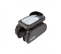 Porta Smartphone Bici con Borse Laterali - Resistente Acqua, Touchscreen, Tubo Orizzontale - Nero