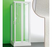 BOX DOCCIA CABINA 3 LATI A LIBRO SOFFIETTO 2 ANTE IN PVC CRILEX ACRILICO BIANCO