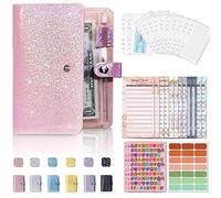 Porta Soldi con Bustine 12 Trasparenti, Raccoglitore Soldi per Risparmi PU A6 Quaderno Documenti ad Anelli Agenda, Budget Binder Planner Money Organizer/Organizzatore Cash Stuffing (Rosa)