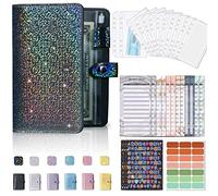 Porta Soldi con Bustine 12 Trasparenti, Raccoglitore Soldi per Risparmi PU A6 Quaderno Documenti ad Anelli Agenda, Budget Binder Planner Money Organizer/Organizzatore Cash Stuffing (Nero)