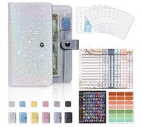 Porta Soldi con Bustine 12 Trasparenti, Raccoglitore Soldi per Risparmi PU A6 Quaderno Documenti ad Anelli Agenda, Budget Binder Planner Money Organizer/Organizzatore Cash Stuffing (Argento)
