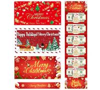 Porta Soldi Natalizi Per Contanti,Regalo Per Feste A Tema Babbo Natale,Buste Porta Contanti Natalizie Con Babbo Natale Con 6 Scomparti - Per Uomini Donne Ragazze Giovani Moglie Marito Figlio Figlia Fa