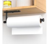 Porta Sopalin Parete Asciuga Tutto, Porta Rotolo da Cucina Accessori Bagno Porta Tovaglioli Autoadesivo o Foro Forato Doppio Uso, Nero