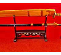 PORTA SPADE LEGNO BOKKEN 2 POSTI DA TAVOLO STAND ESPOSITORE PER KATANE WAKIZASHI