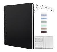 Porta Spartiti Musicali A4, Raccoglitore Porta Spartiti Musicali con 60 Tasche/120 Pagine Impermeabile Cartella Spartiti A4, Cartella Musica Nera per Spartiti, Pianoforte, Chitarra, Violino, Documenti
