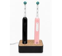 Porta Spazzolini Elettrici Doppio con Alloggiamento per 2 Basi di Ricarica, Organizer da Bagno Compatibile con Oral-B (N-Beige)
