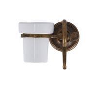 Porta spazzolini in ottone anticato linea onda con ceramica bagno arredo casa