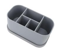 Porta Spazzolino da Denti in Silicone a 5 Slot Porta Spazzolino da Bagno Multi Griglia Organizzatore da Appoggio Contenitore per Trucco Portaspazzolino (GRAY)