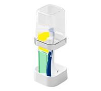 Porta spazzolino da denti per bagno - Rack per spazzolini da denti a parete con tazza di risciacquo, centro dispenser dentifricio, organizzatore igienico coperto, design sostenibile dell'econom