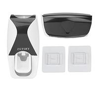 Porta spazzolino da denti per dentifricio a parete Dispenser automatico per dentifricio Spremiagrumi per bagno di famiglia Bagno ABS nero 15x8x6 cm 5 portaspazzole