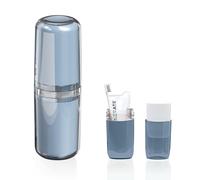 Porta Spazzolino e Dentifricio da Viaggio 4 in 1 Portatile Portaspazzolino Custodi in Plastica Antipolvere Antibatterico per Casa Viaggi Famiglia Campeggio Scuola Lavoro (Blu)