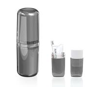 Porta Spazzolino e Dentifricio da Viaggio 4 in 1 Portatile Portaspazzolino Custodi in Plastica Antipolvere Antibatterico per Casa Viaggi Famiglia Campeggio Scuola Lavoro (Grigio)
