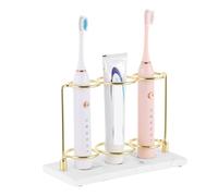 Porta spazzolino elettrico a 3 scomparti, porta dentifricio e rasoio in resina a 2 strati, antiscivolo(Round)