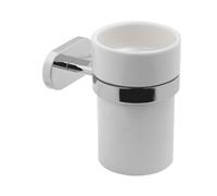 PORTA SPAZZOLINO PORTA SPAZZOLINI BICCHIERE CERAMICA CROMO ACCESSORI BAGNO MURO
