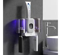 Porta Spazzolino UV Sterilizzatore, Dispenser Dentifricio Automatico, Intelligente Portaspazzolino Elettrico a Parete on sterilizzatore di asciugatura, adatto per la maggior parte delle case (grigio)