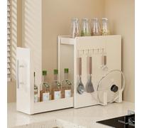 Porta spezie Estraibile da banco, mobiletto Scorrevole in Metallo Stretto a 2/3 Livelli con cassetto per condimenti da Cucina, Forniture per Cucinare, di Lunga Durata (13,8" x 7,3"