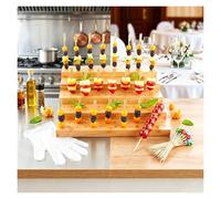 Porta Spiedini In Bambù, Espositore A 6 Livelli Per Antipasti Con 100 Guanti E Stecchi Per Frutta, Vassoio Da Portata Naturale Per Feste, Cucina E Casa(5-Tier)