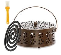 Porta Spirali Antizanzare Bruciatore di incenso,incenso Porta Bobine per zanzare,Bobina di Zanzara,Scatola Della Bobina Della Zanzara,Incenso Tondo con Coperchio e Maniglia,Porta Zampirone Metallo