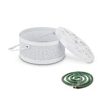 Porta Spirali Antizanzare Bruciatore di Incenso Porta Spirali Antizanzare in Metallo con Manico Supporto per Ceneri per Campeggio da Giardino in Casa,15×8 cm (bianca)