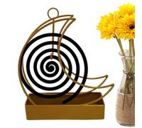 Porta spirali repellente per mosche, bruciatore di incenso ignifugo prova di luna e stella, supporto in ferro ignifugo, porta incenso e bobine in acciaio inox, per giardino, patio, casa