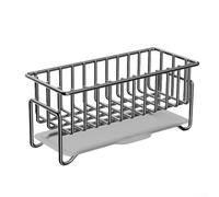 Porta spugna e sapone per lavello da cucina con vassoio di scarico, progettato con base cava per un rapido drenaggio dell'acqua, mantiene gli strumenti di pulizia puliti e asciutti (grigio)